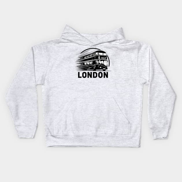 London Bus Kids Hoodie by Vehicles-Art